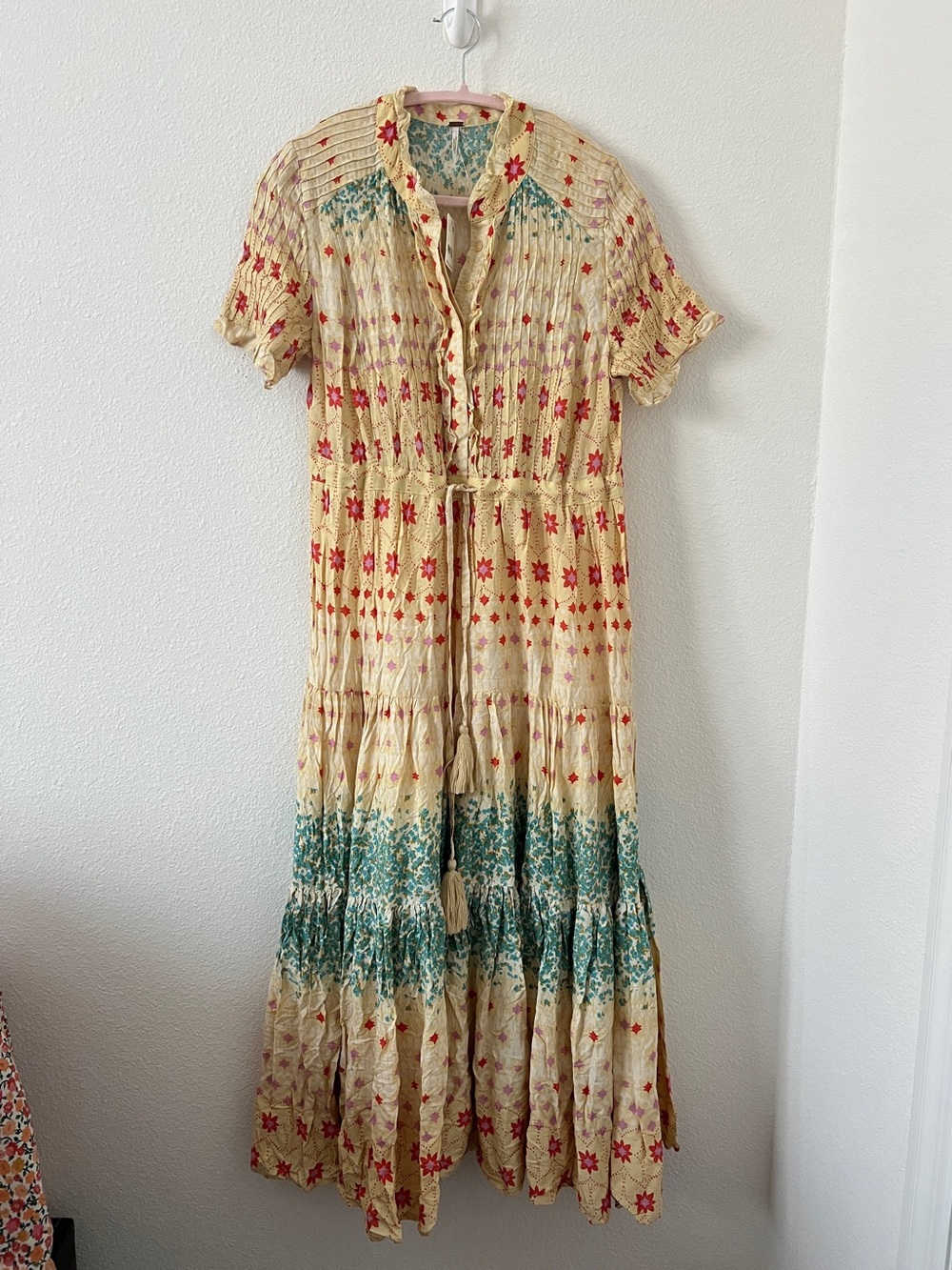 🌼 Free People Boho Prairie Midi Dress | Floral Cottagecore Festival Dress - Picture 2 of 7